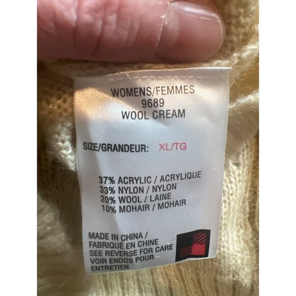 Woolrich Cable Knit Sweater Fisherman XL Ivory Wool Mohair GORP Cozy - Picture 7 of 7